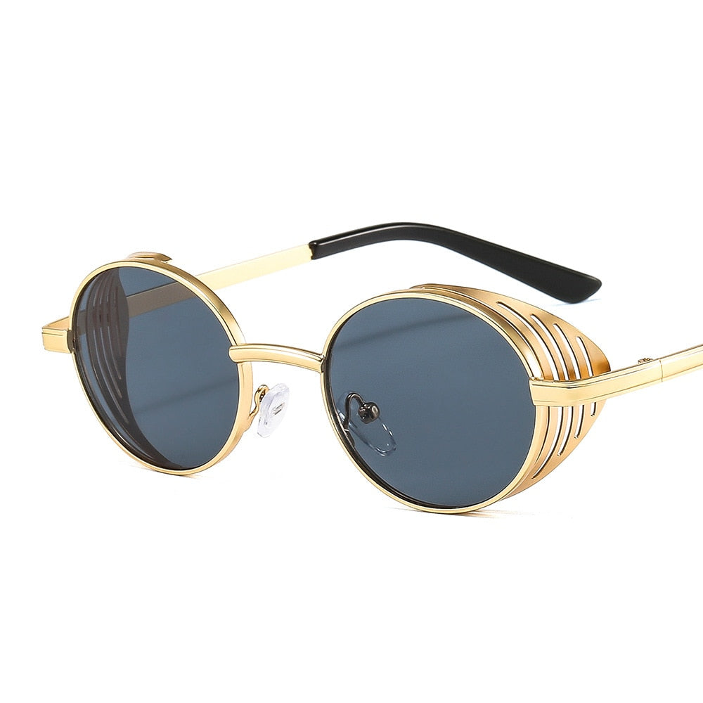 Men Steampunk Oval Sun Glasses
