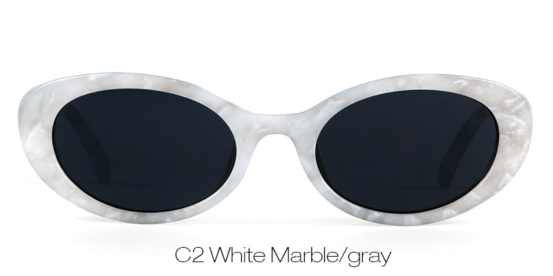 Narrow Purple Frame Oval Sun Glasses