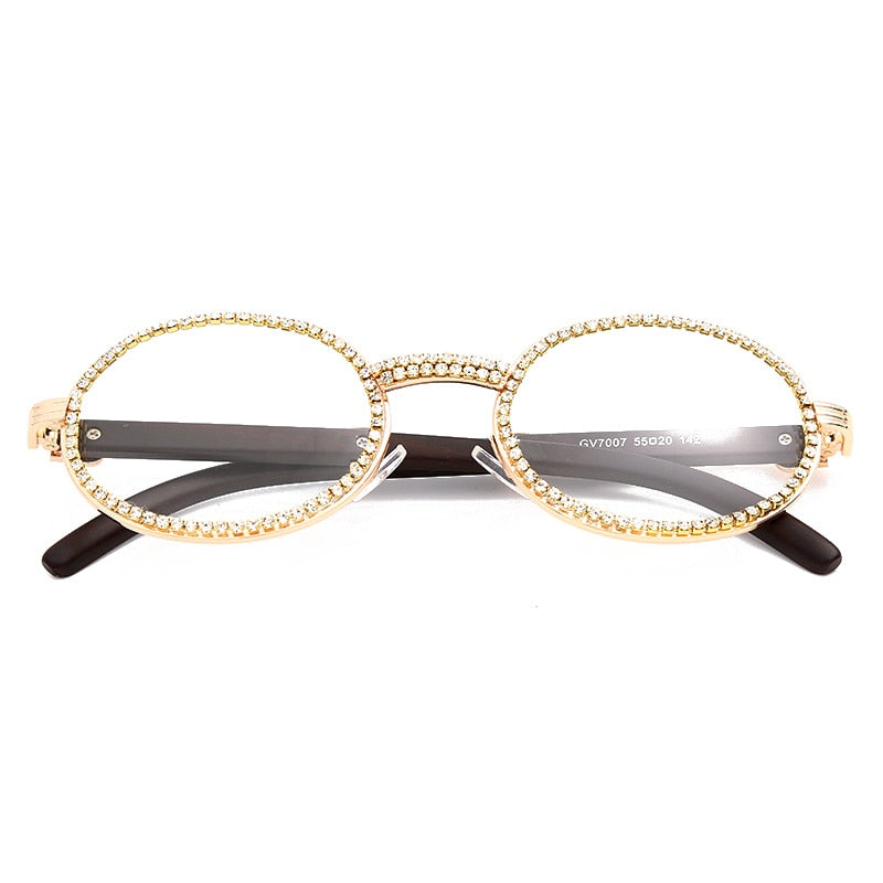 Round Plastic Frame Purple Rhinestone Glasses