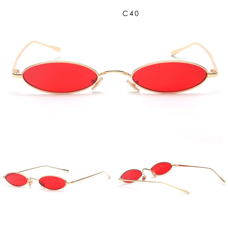 Small Slim Oval Sunglasses for Women