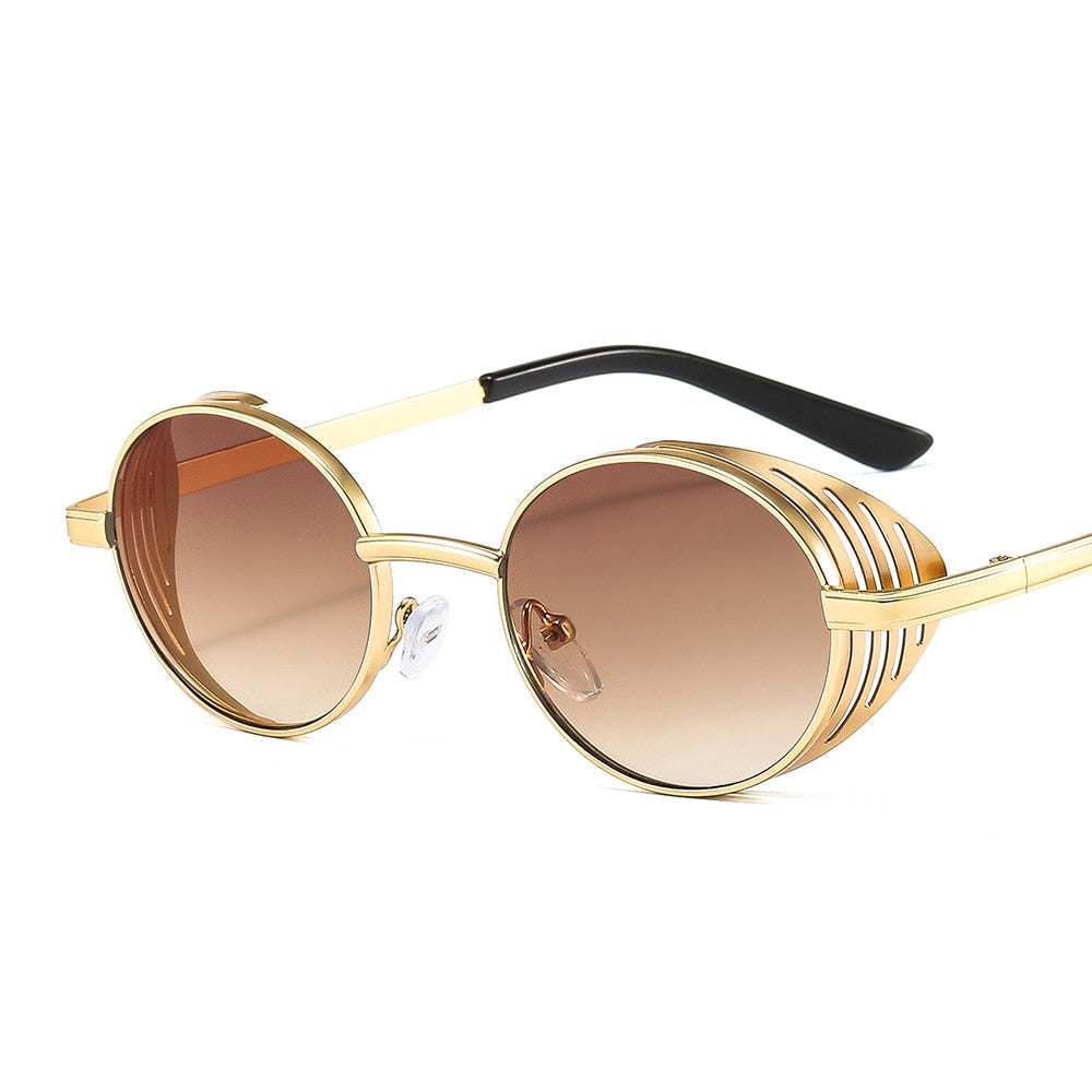 Men Steampunk Oval Sun Glasses
