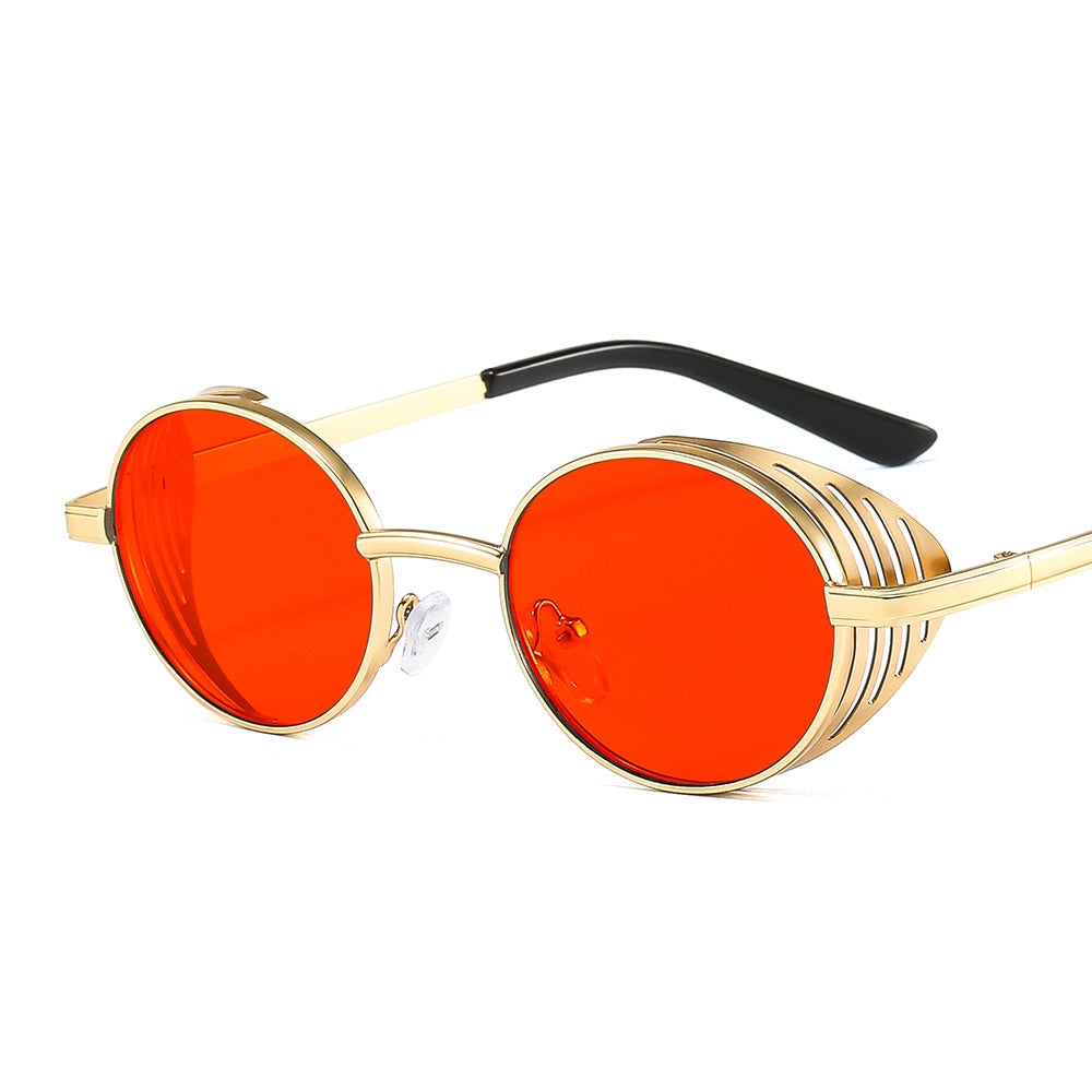 Men Steampunk Oval Sun Glasses