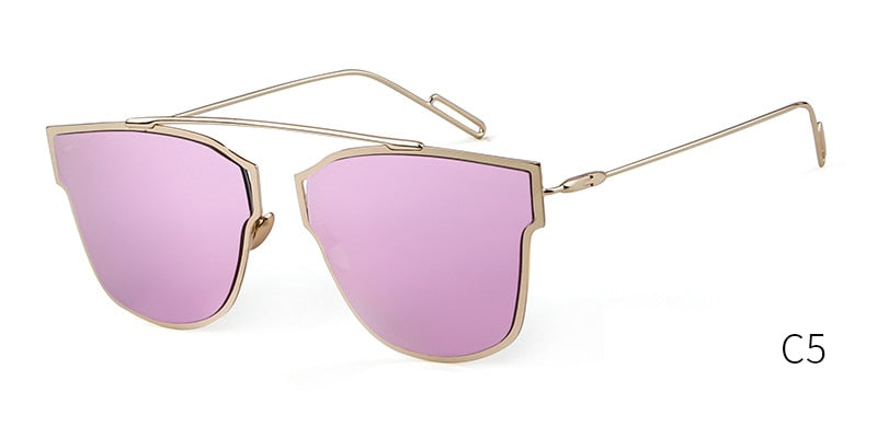 Pink Purple Silver Mirror Cat eye Glasses