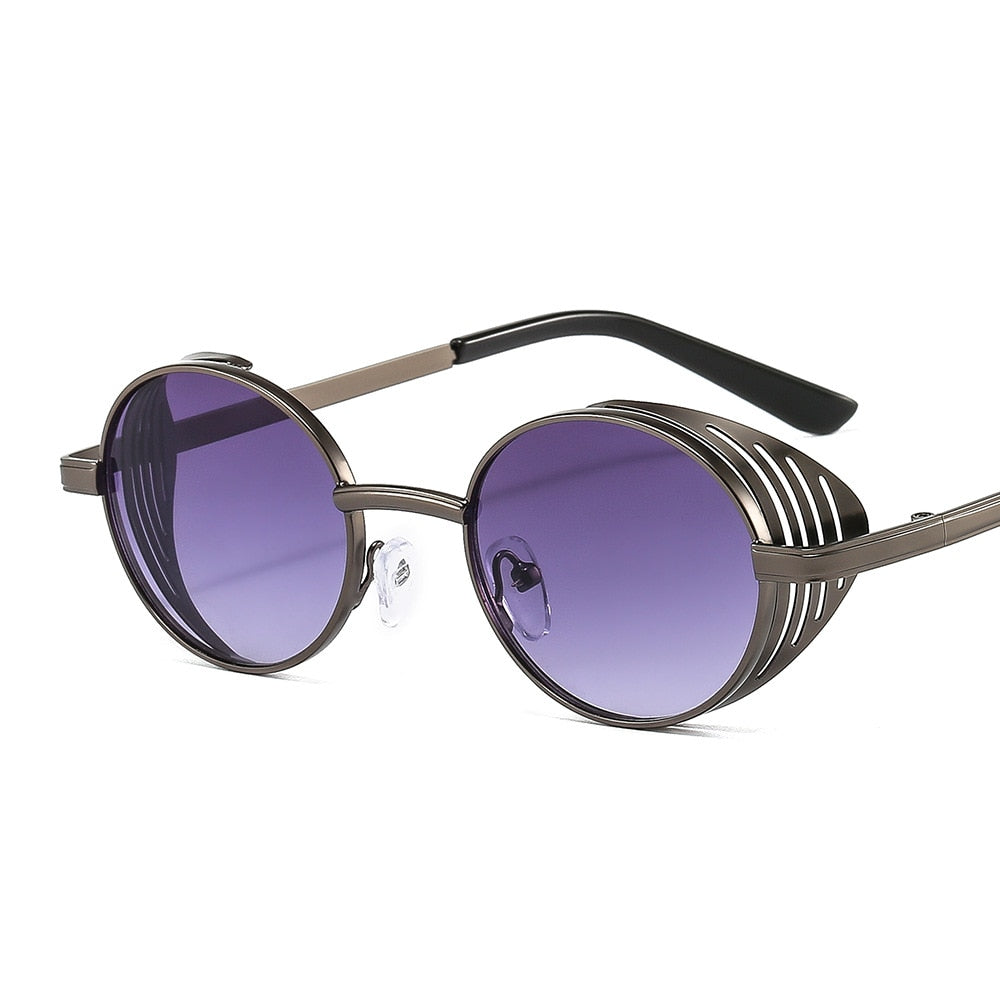 Men Steampunk Oval Sun Glasses