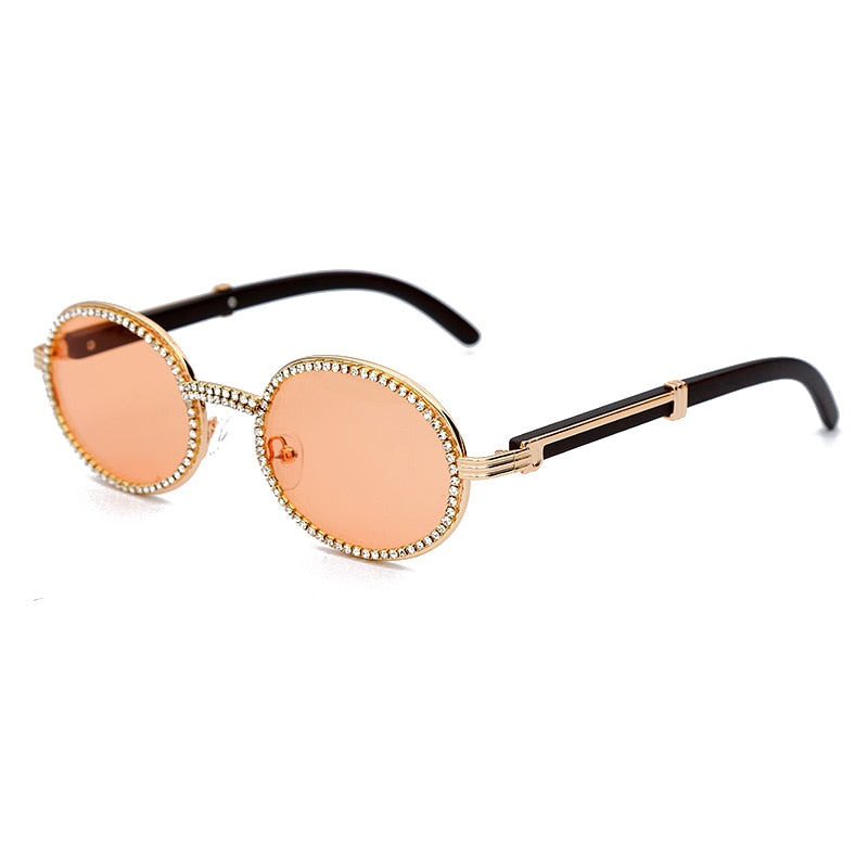 Round Plastic Frame Purple Rhinestone Glasses