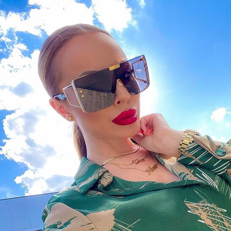 Luxury Brand One Piece Steampunk Sunglasses