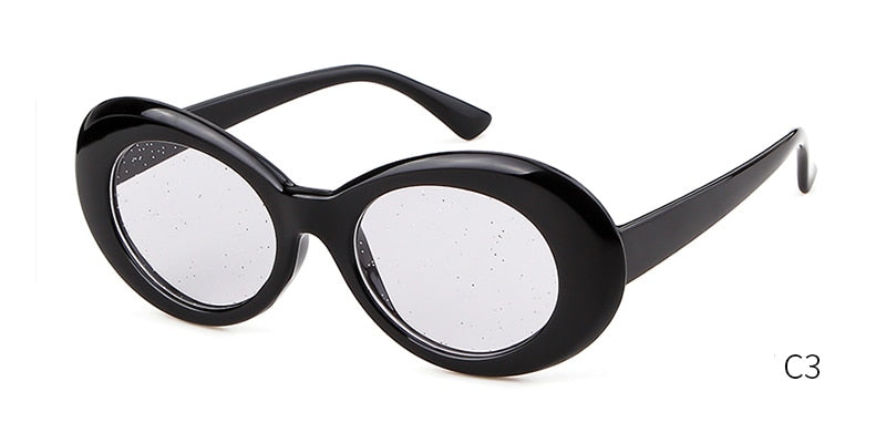 Vintage Oversized Glitter Shiny Oval Sunglasses