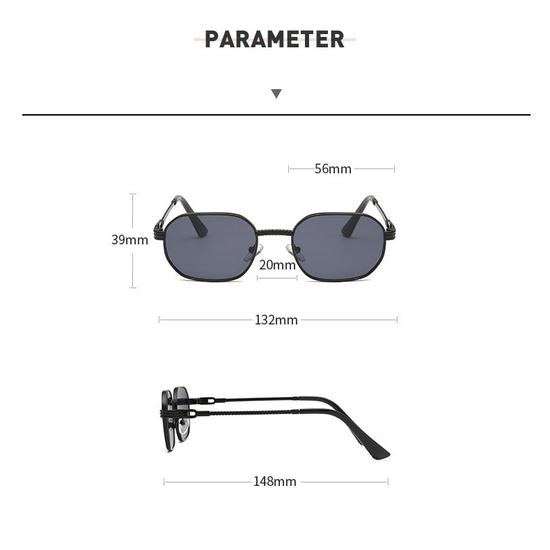 Men Punk Oval Sunglasses