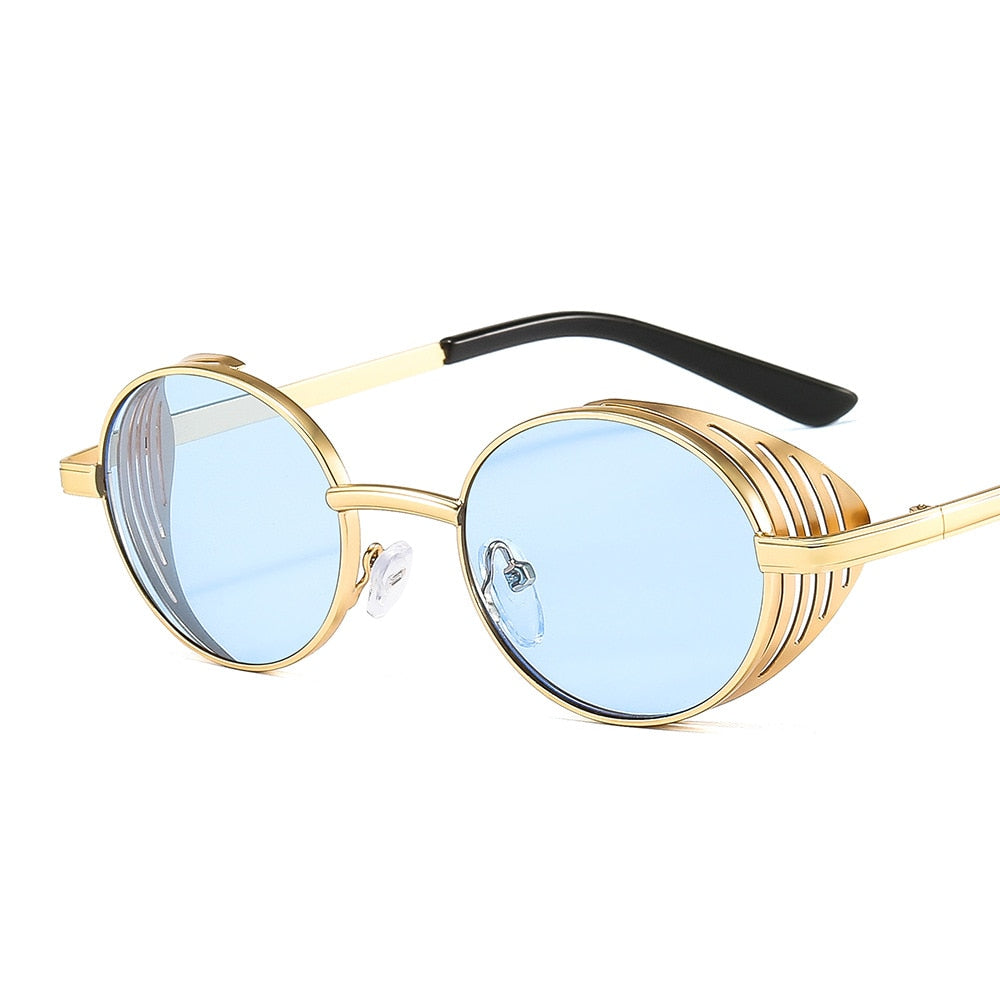Men Steampunk Oval Sun Glasses