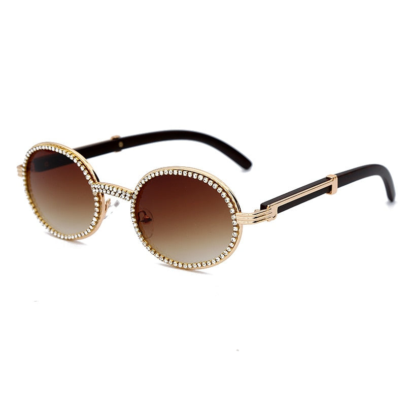 Round Plastic Frame Purple Rhinestone Glasses