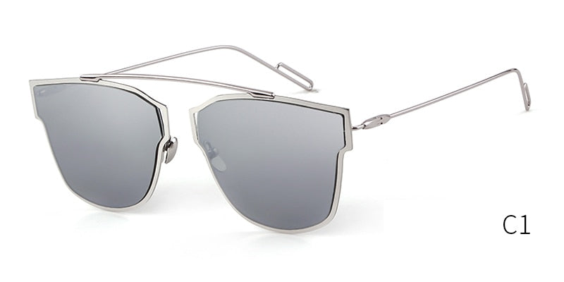 Pink Purple Silver Mirror Cat eye Glasses