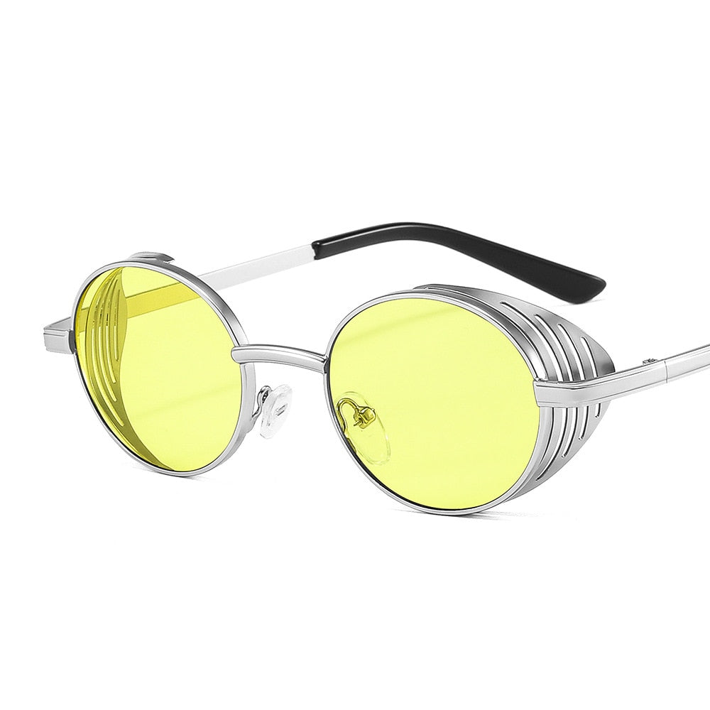 Men Steampunk Oval Sun Glasses