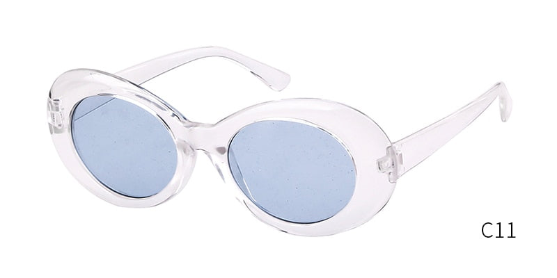 Vintage Oversized Glitter Shiny Oval Sunglasses