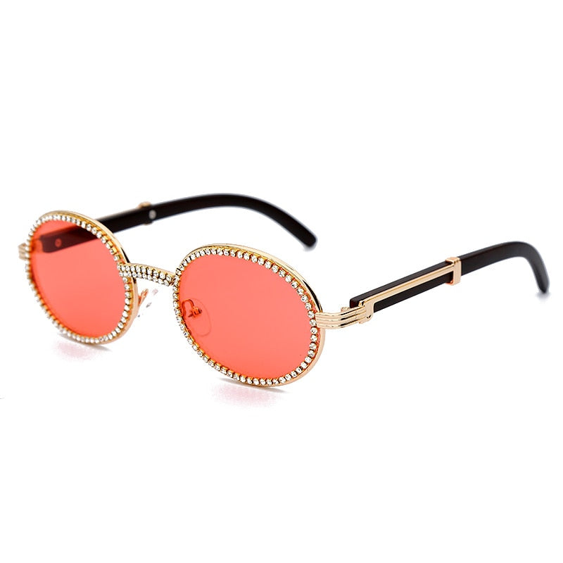 Round Plastic Frame Purple Rhinestone Glasses