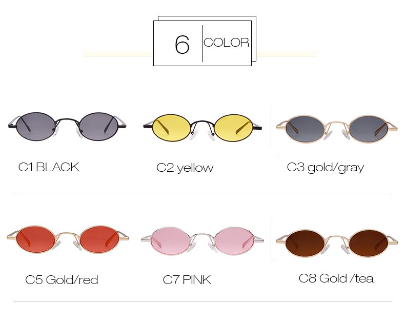 Vintage Small Pink Oval Women Sunglasses
