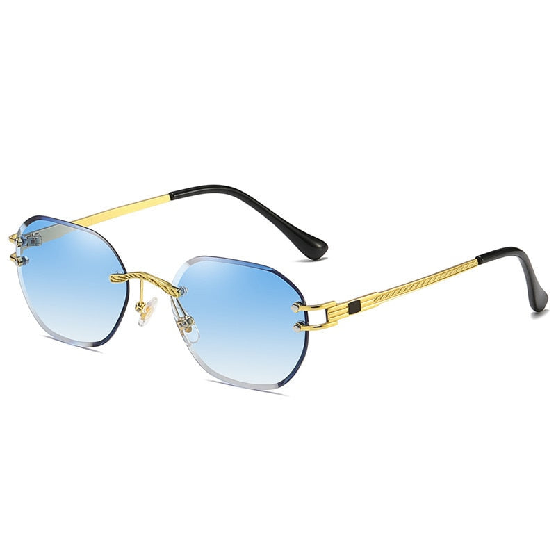 Round Blue UV400 Men Sun Glasses