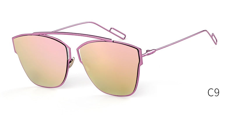 Pink Purple Silver Mirror Cat eye Glasses