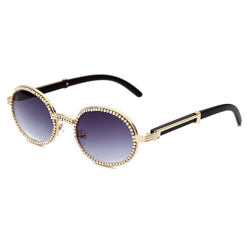 Round Plastic Frame Purple Rhinestone Glasses