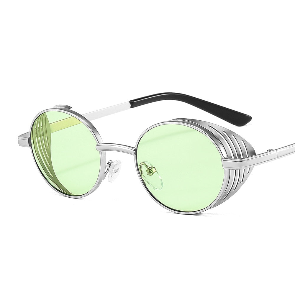Men Steampunk Oval Sun Glasses