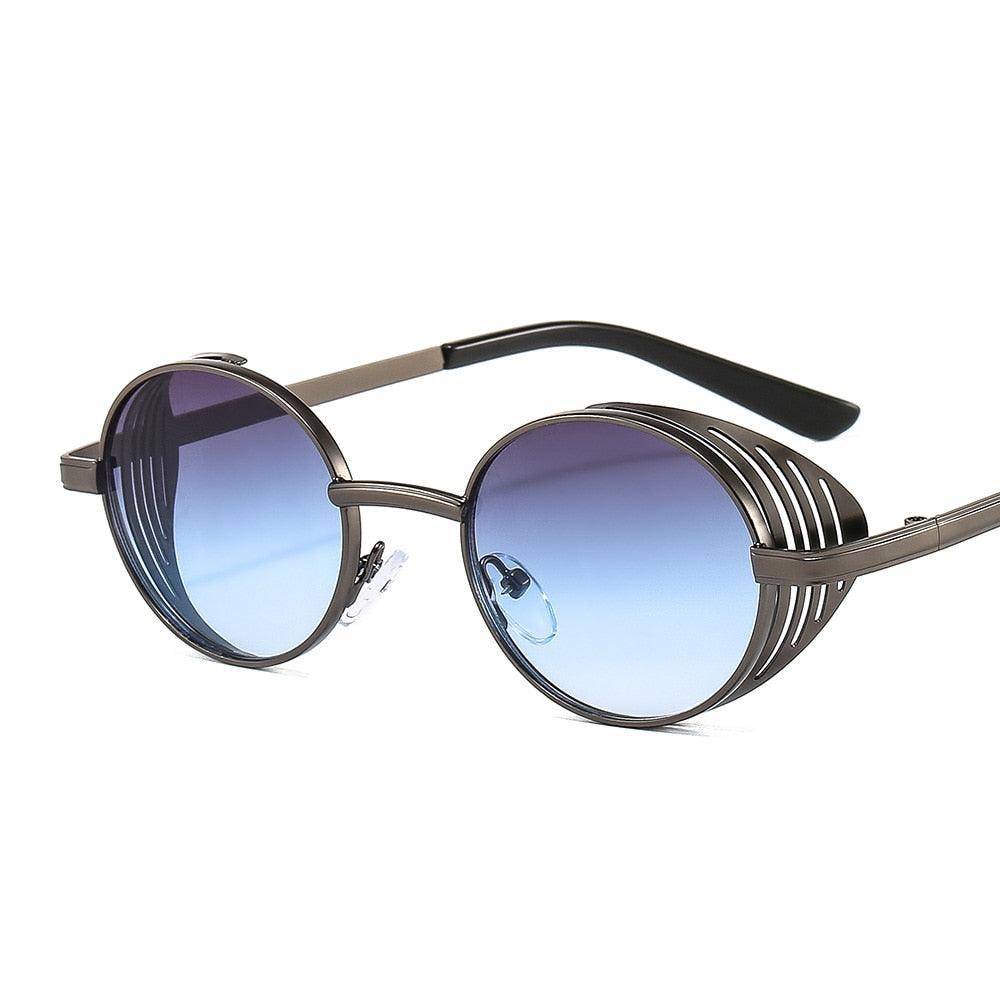 Men Steampunk Oval Sun Glasses