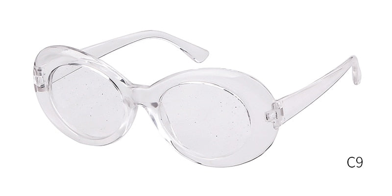 Vintage Oversized Glitter Shiny Oval Sunglasses