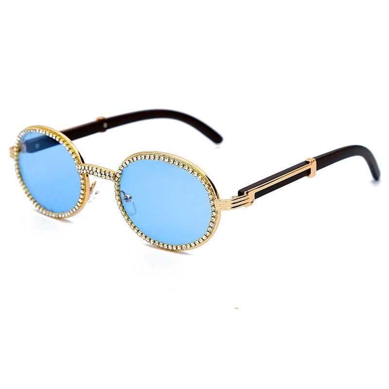 Round Plastic Frame Purple Rhinestone Glasses