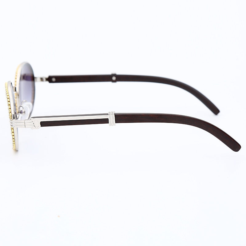 Round Plastic Frame Purple Rhinestone Glasses