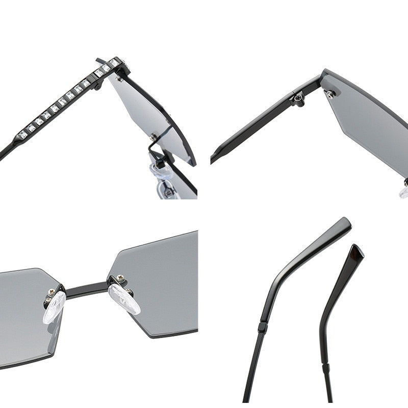 Brand Design Rimless Polygon Sun Glasses