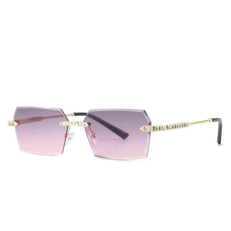 Brand Design Rimless Polygon Sun Glasses