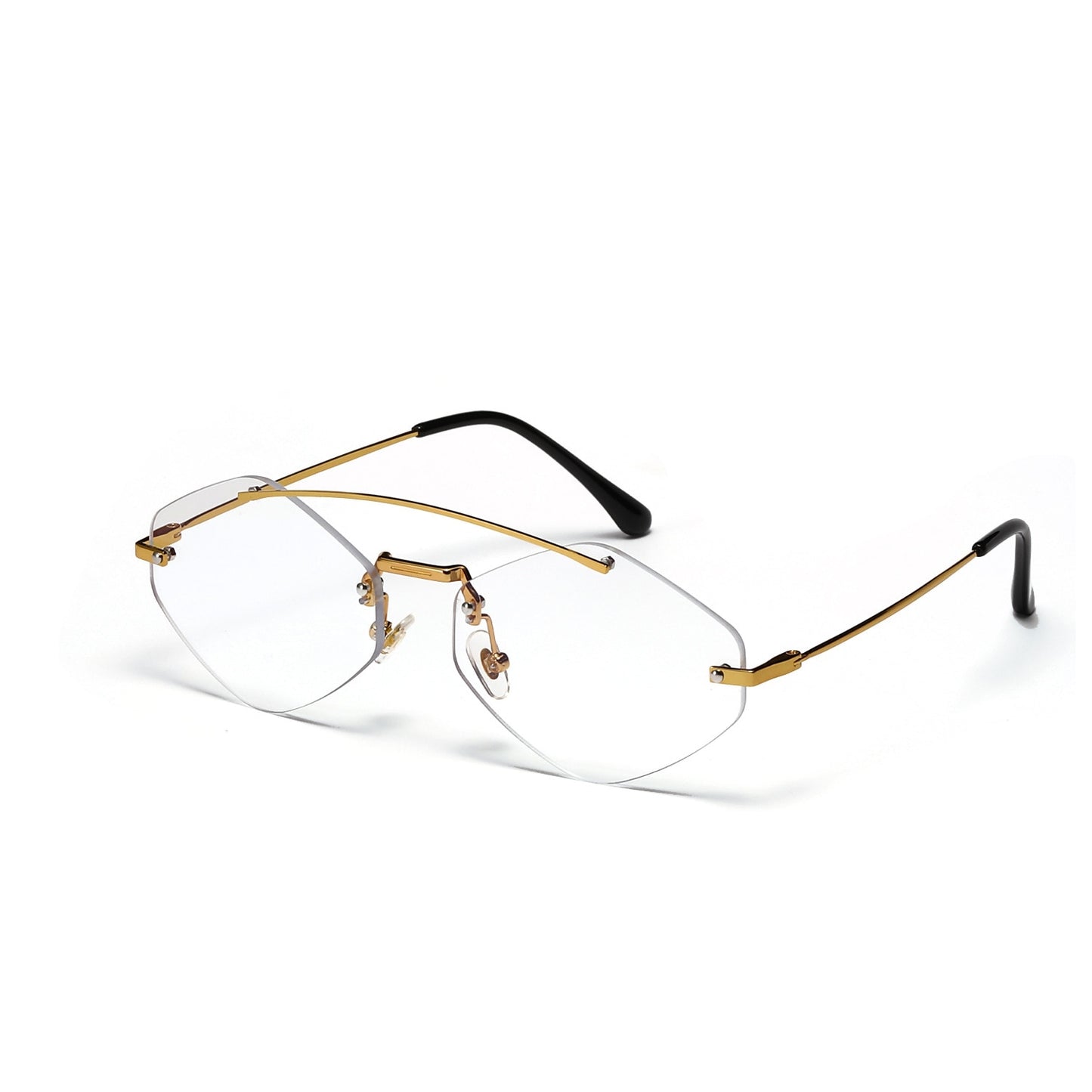 Alloy Double Bridge Metal Rimless Sun Glasses