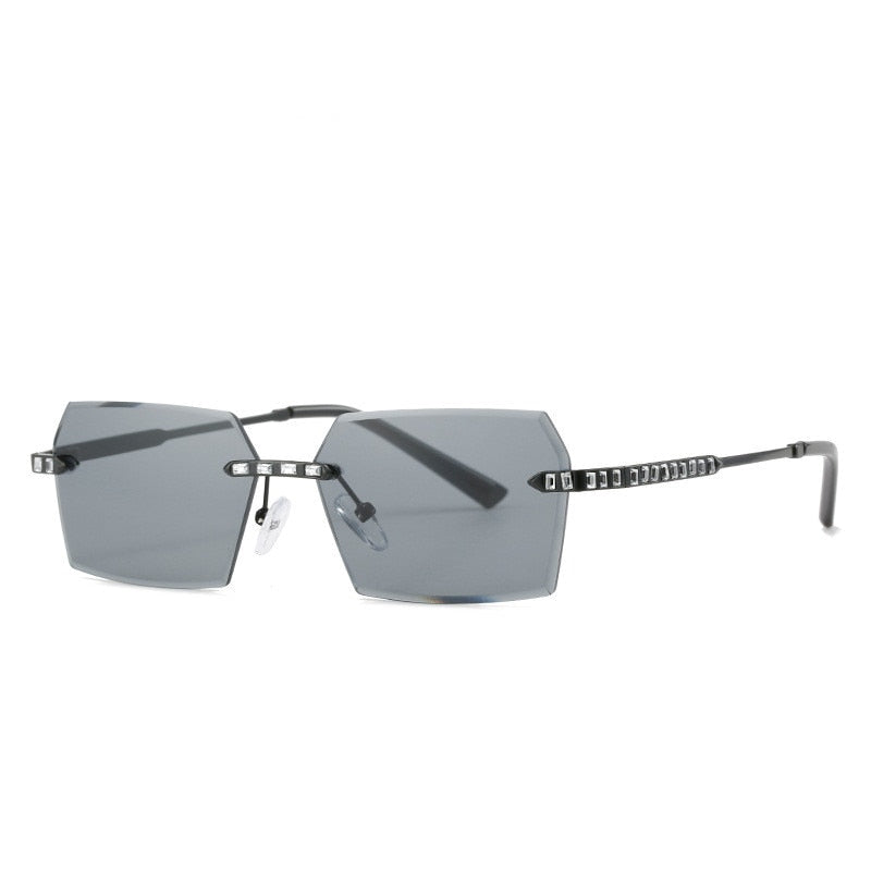 Brand Design Rimless Polygon Sun Glasses