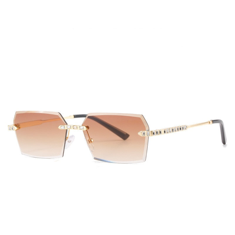 Brand Design Rimless Polygon Sun Glasses