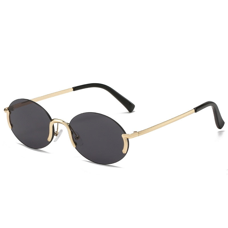 Golden Frame Oval Fashion Sunglasses