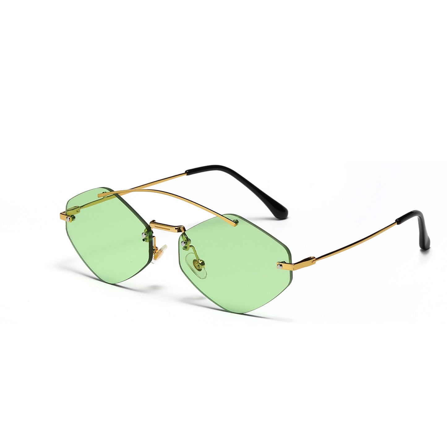 Alloy Double Bridge Metal Rimless Sun Glasses