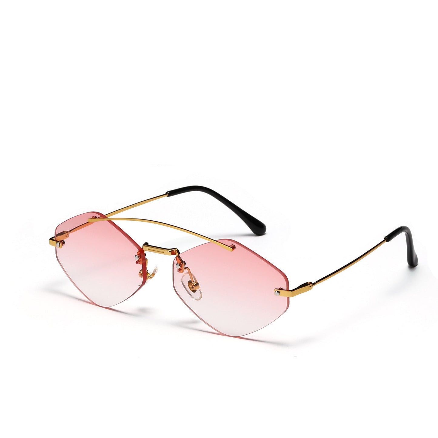 Alloy Double Bridge Metal Rimless Sun Glasses