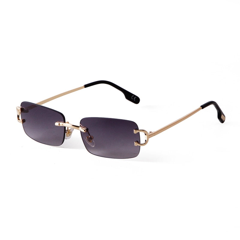 Blue Rimless Women Rectangle Sunglasses