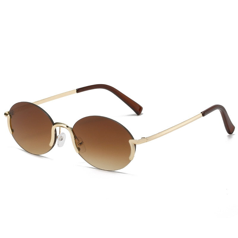 Golden Frame Oval Fashion Sunglasses