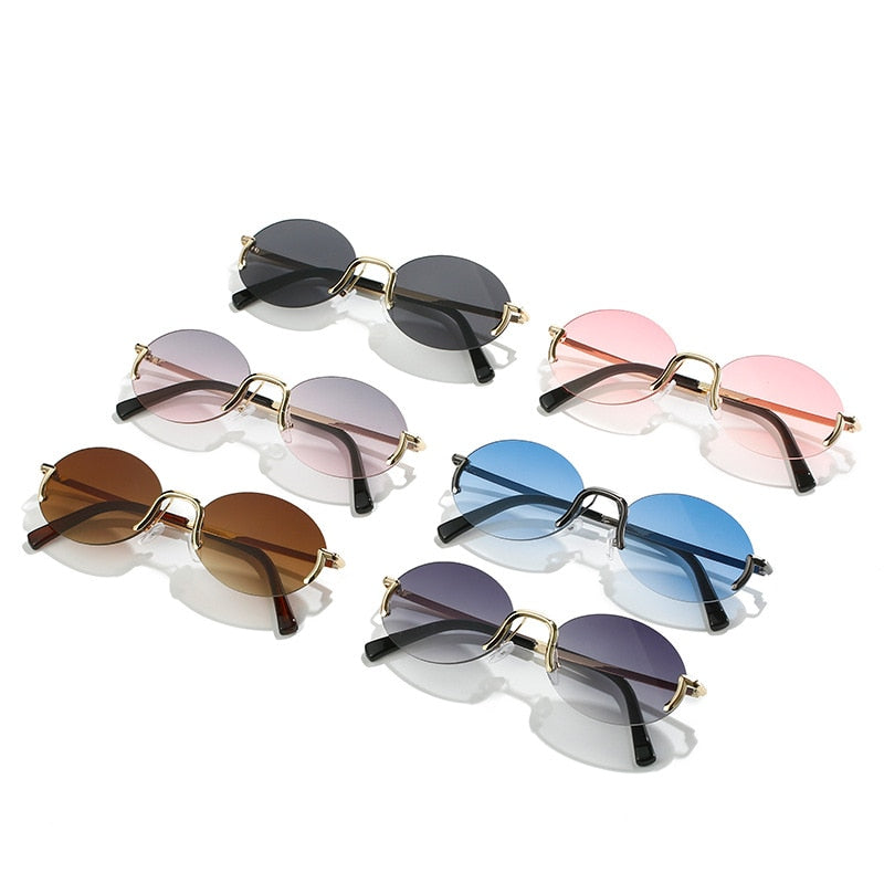 Golden Frame Oval Fashion Sunglasses
