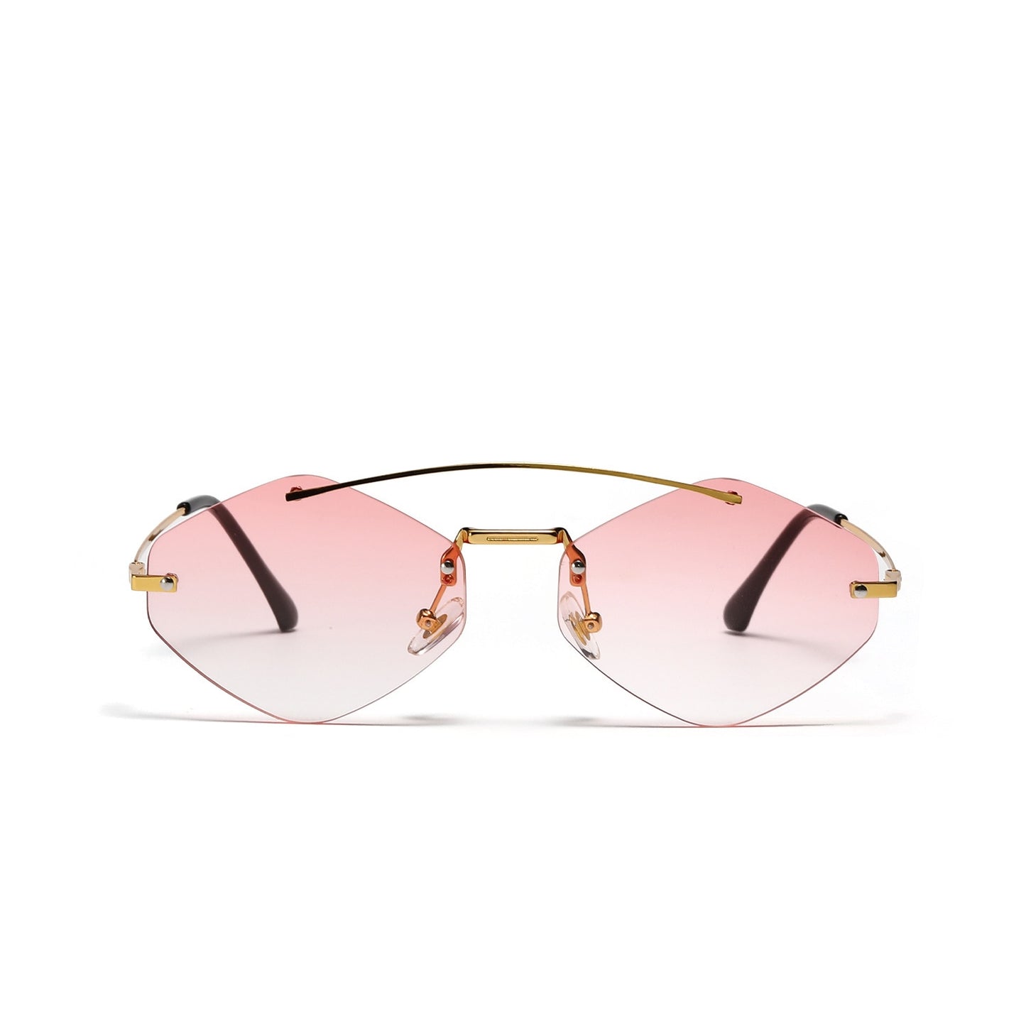 Alloy Double Bridge Metal Rimless Sun Glasses