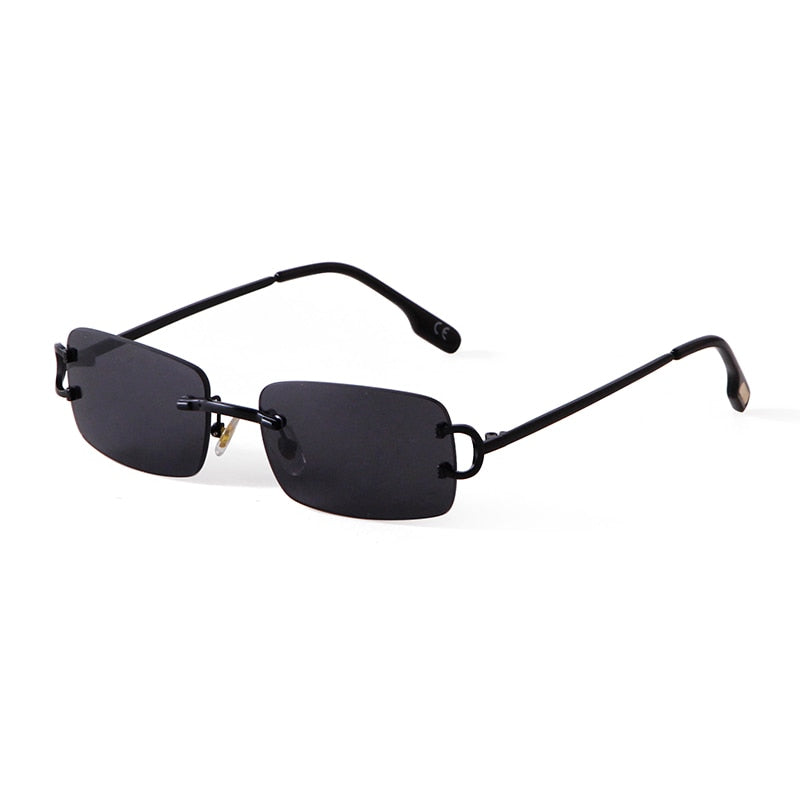 Blue Rimless Women Rectangle Sunglasses