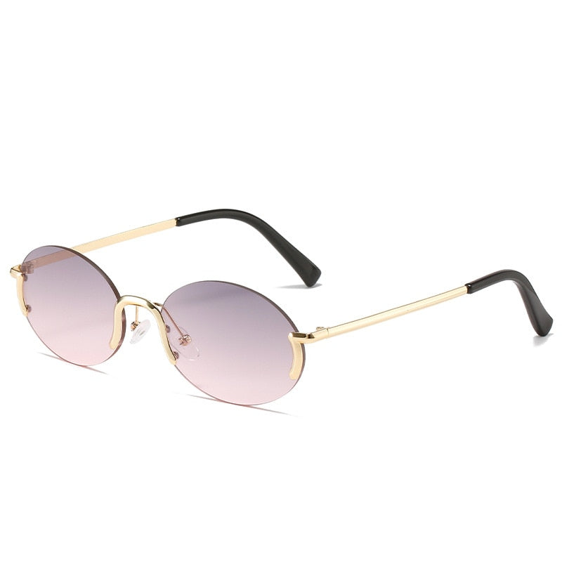 Golden Frame Oval Fashion Sunglasses
