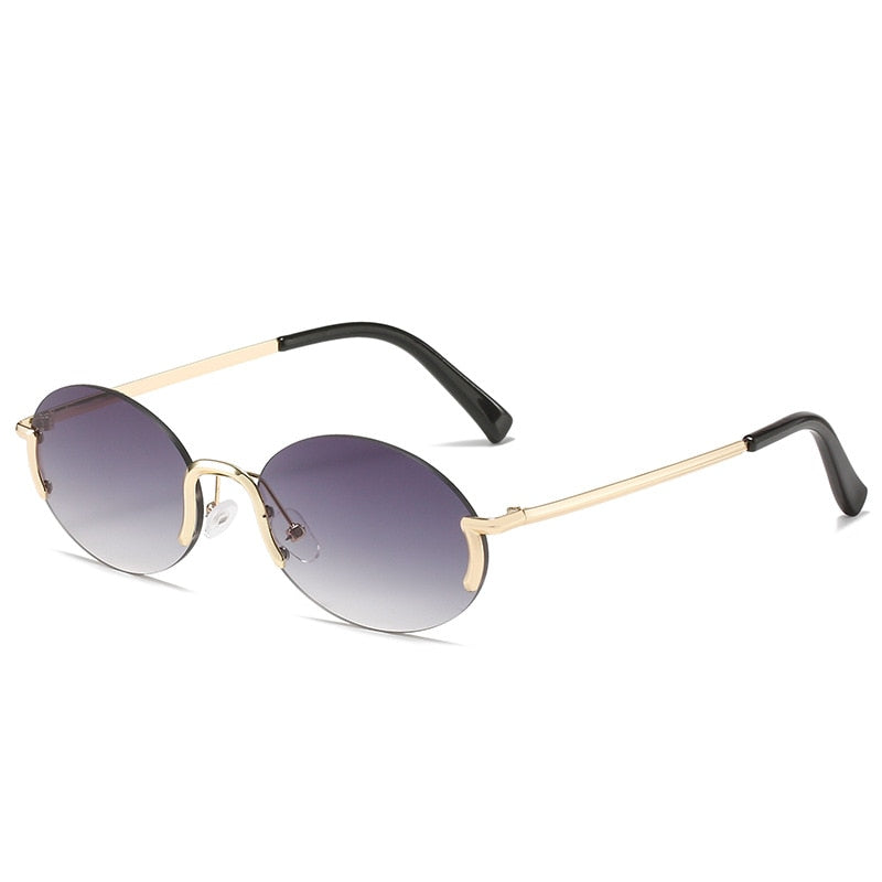 Golden Frame Oval Fashion Sunglasses