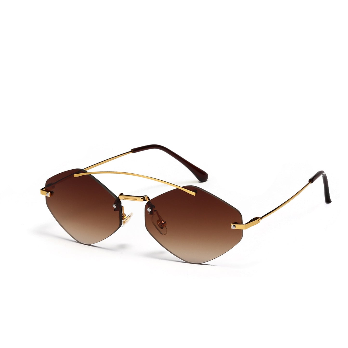 Alloy Double Bridge Metal Rimless Sun Glasses