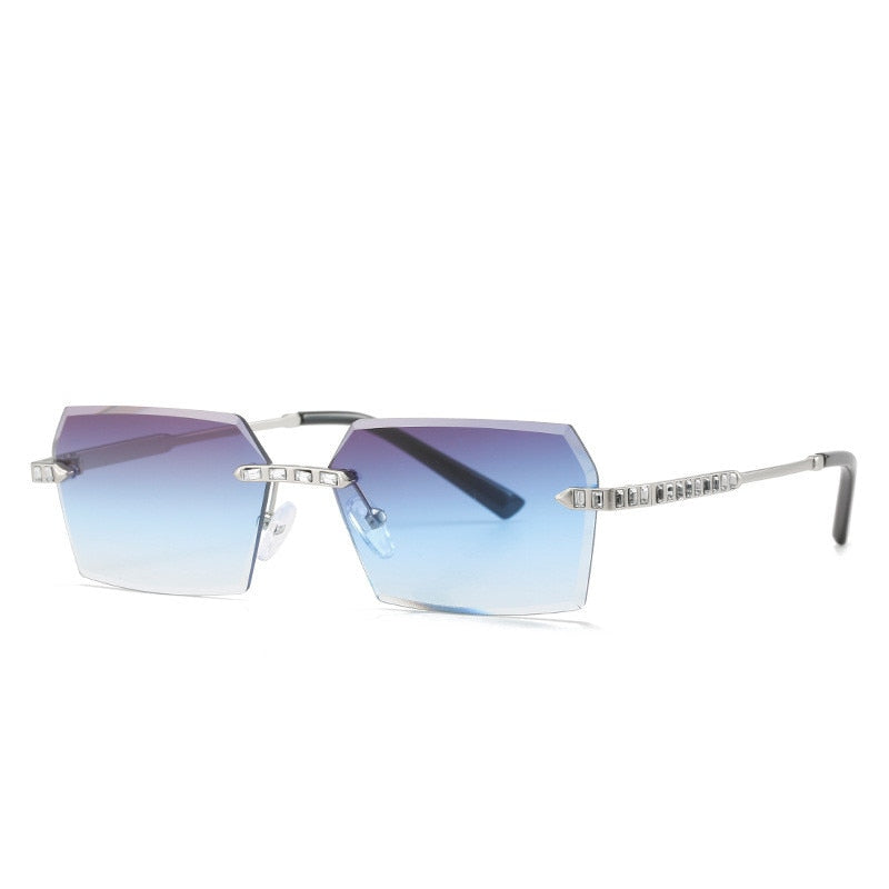 Brand Design Rimless Polygon Sun Glasses