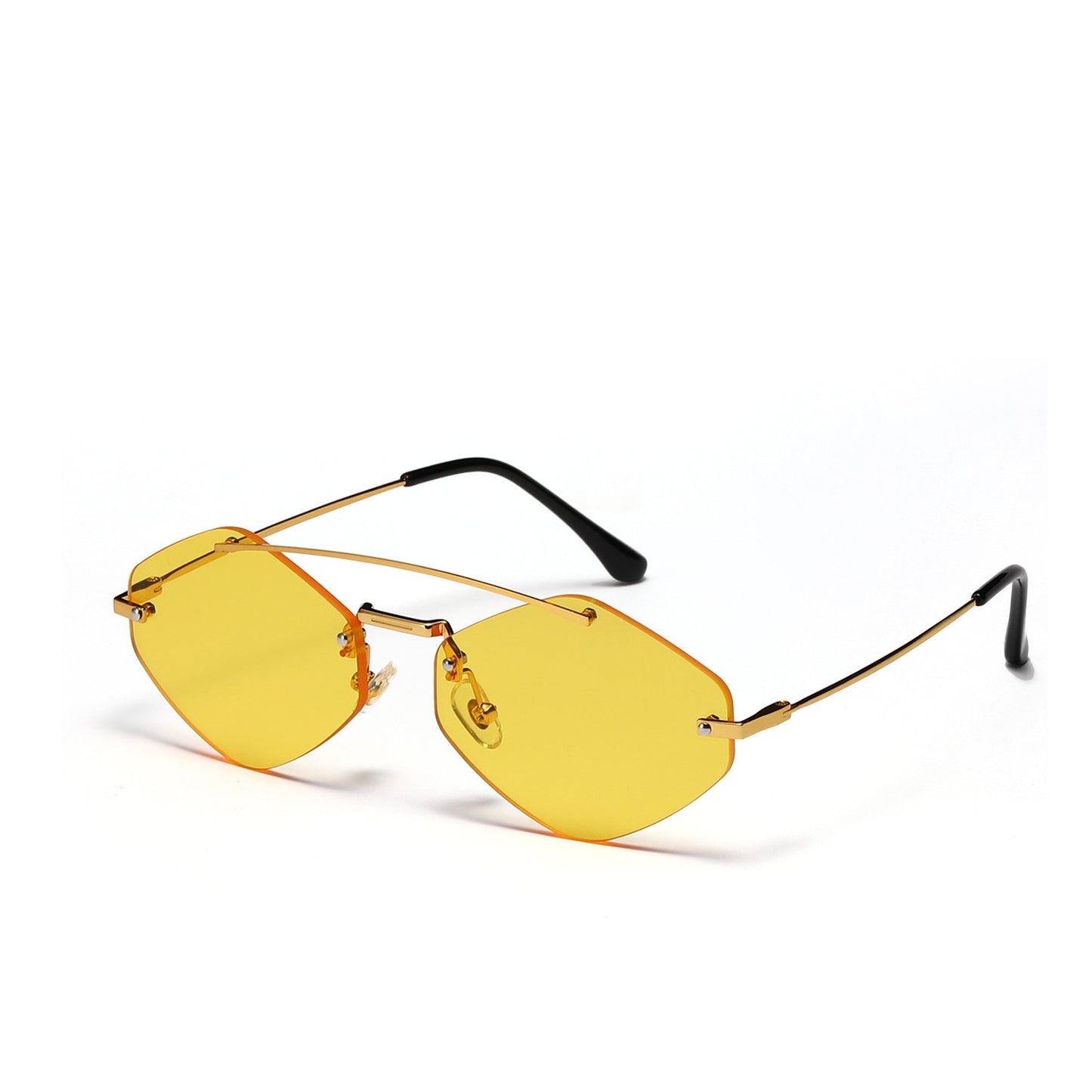 Alloy Double Bridge Metal Rimless Sun Glasses