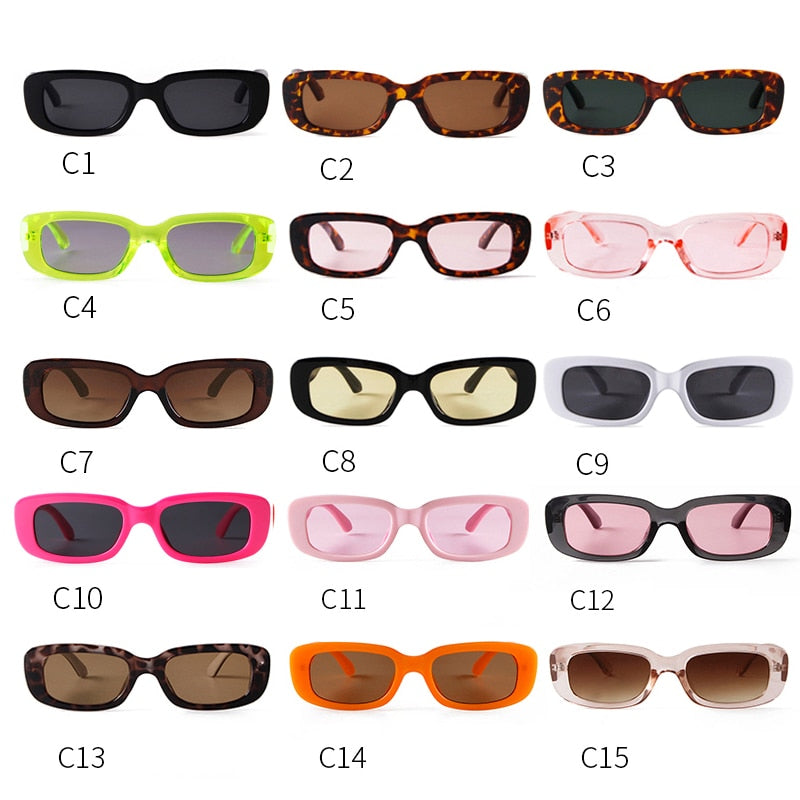 Retro Narrow Rectangle Women Sunglasses