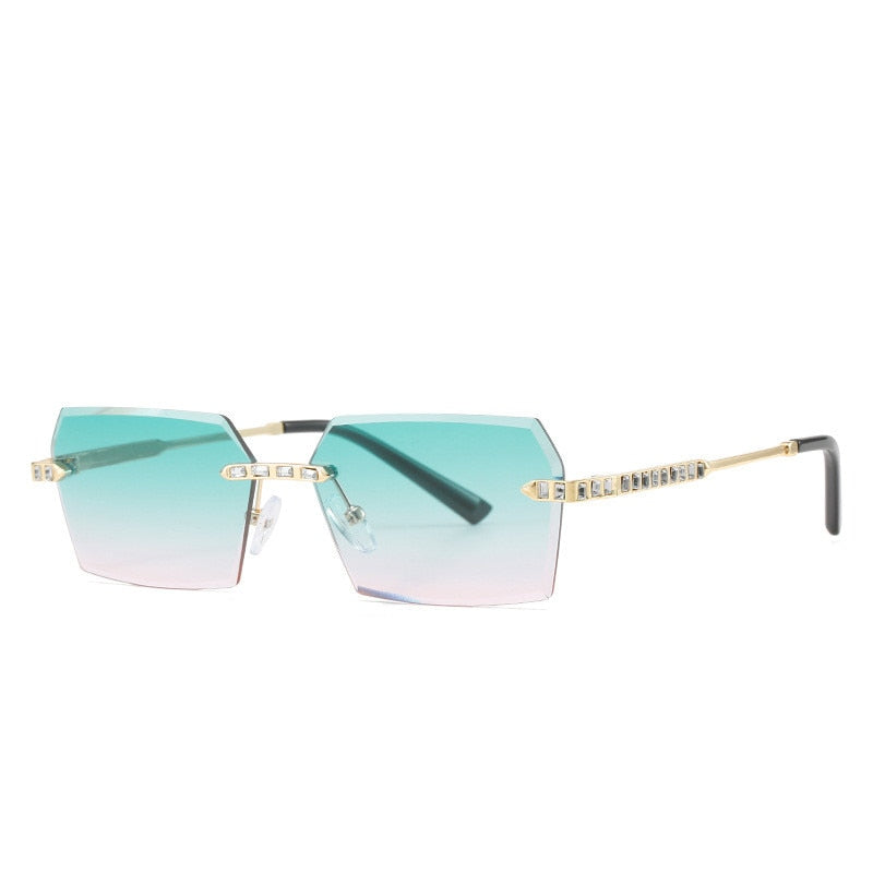 Brand Design Rimless Polygon Sun Glasses