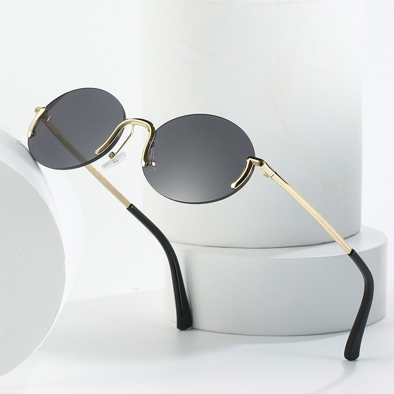Golden Frame Oval Fashion Sunglasses