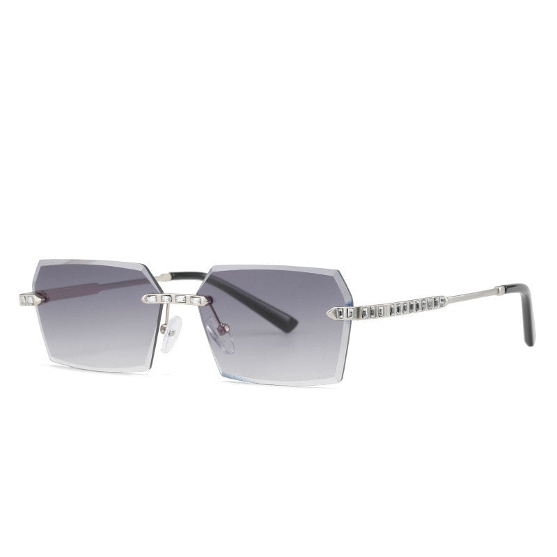 Brand Design Rimless Polygon Sun Glasses