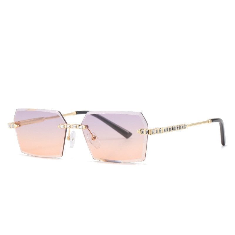 Brand Design Rimless Polygon Sun Glasses